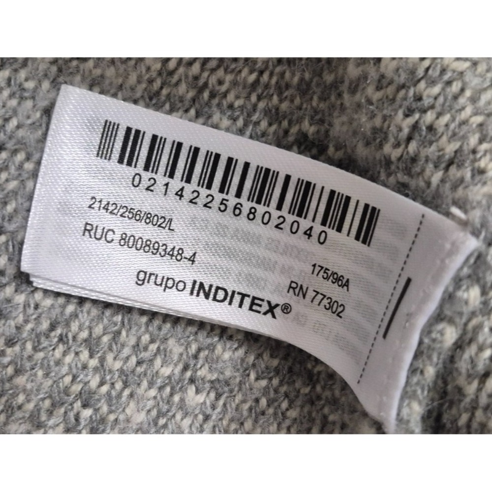 Zara women's Grey high neck pullover tight knit sweater off white‎ detail sz. LG - Picture 5 of 14